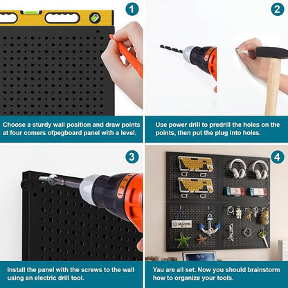 Metal Peg Board Kit with 1/4" Pegboard Accessories, Include 16.5"X13" Peg Board - Image 8