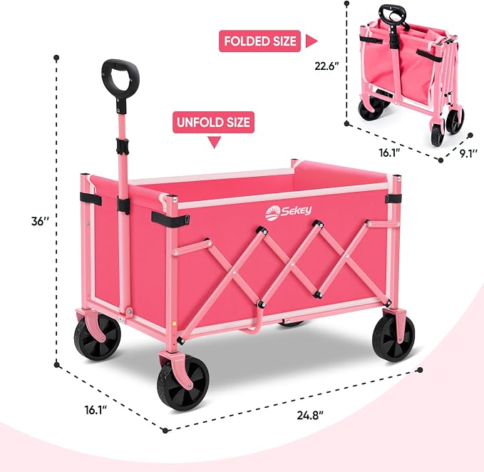 Sekey Wagon Cart with Wheels with 220LBS Capacity, Heavy Duty Wagon Carts - Image 7
