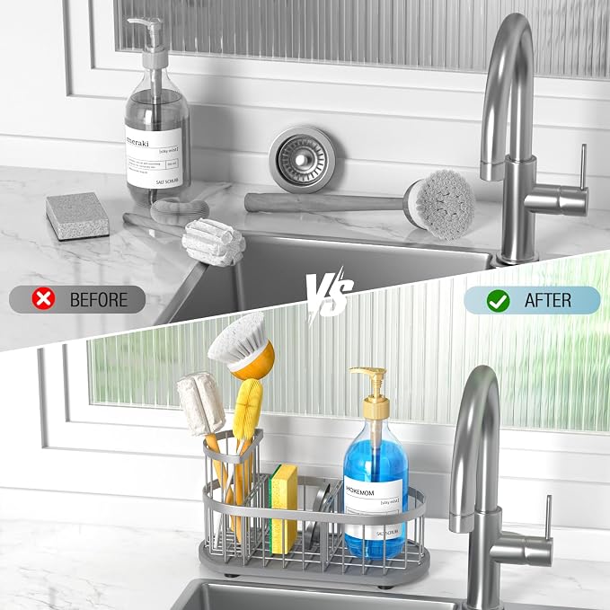Kitchen Sink Organizer with Sponge Holder & Brush Holder - Image 5