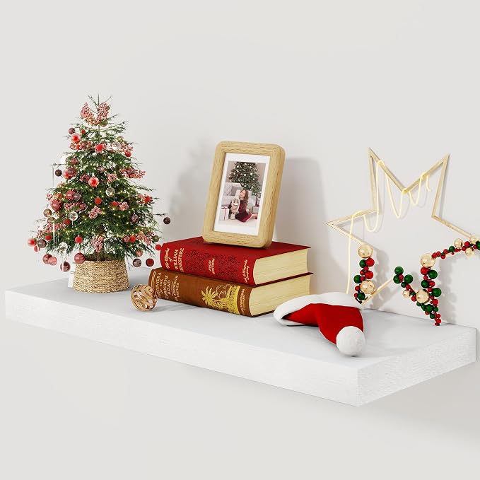 Fun Memories 30 Inch Floating Shelves White, 12 Inch Deep Floating Shelf by FunMemories