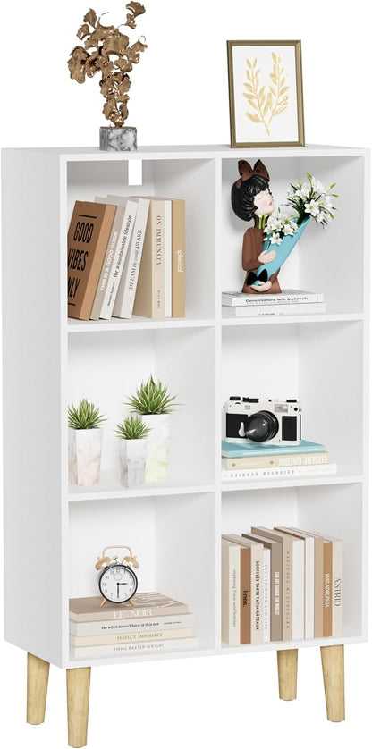 6 Cube Bookcase, Wooden Book Shelf Cube Storage Organizer by Nestwise