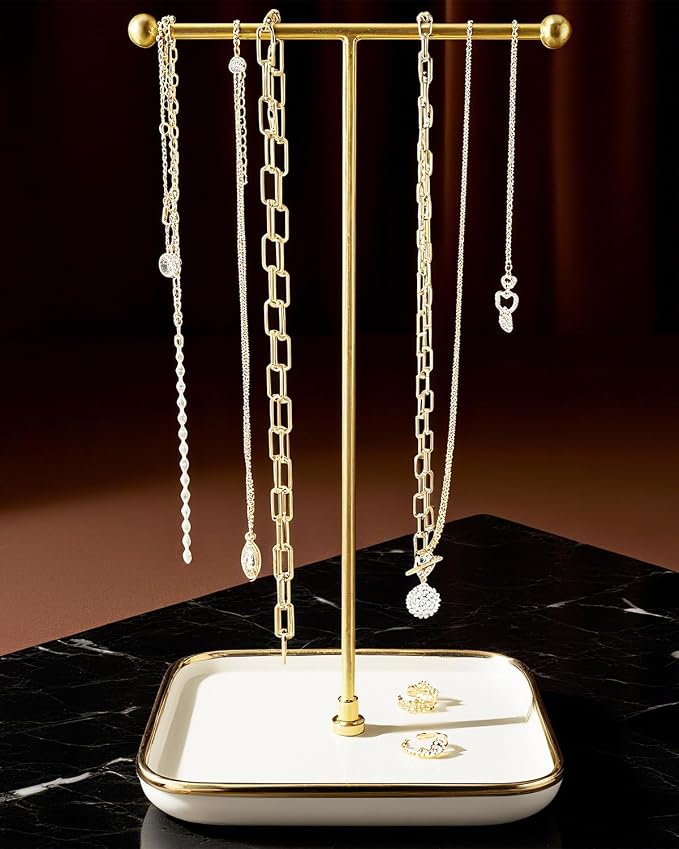 VROOMIUM Necklace Holder- Ceramic Base 1ft Height Jewelry Organizer Stand by VROOMIUM-BETTERDESIGN