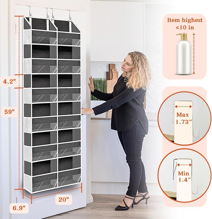 2 Pack Over The Door Organizer 6 Tiers, Extra Large Behind Door Storage of 12 - Image 3