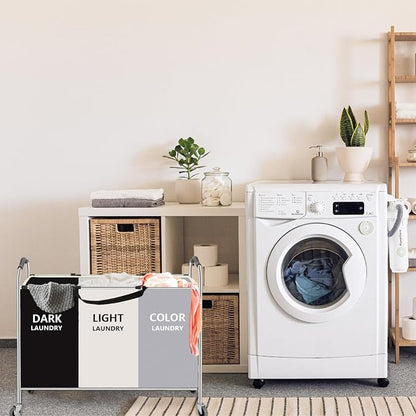 Laundry Basket with Wheels, 240L Laundry Hamper with 3 Clothes Hamper Bag - Image 4