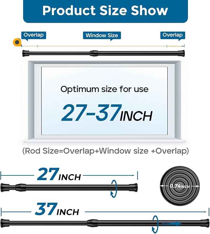 AIZESI Spring Tension Curtain Rods Short Tension Rod - Image 7