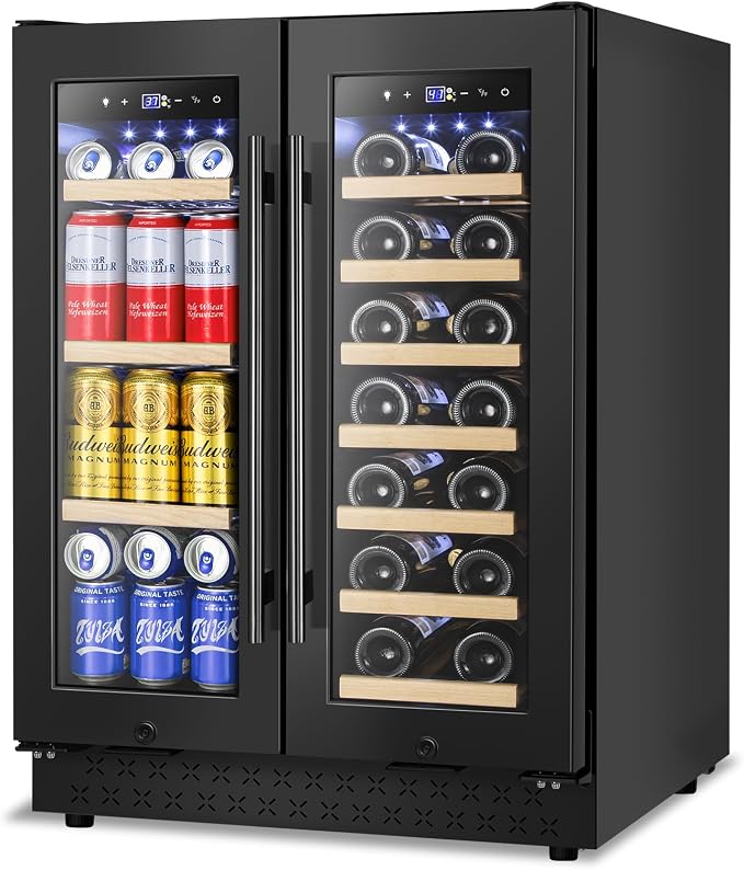 Wine and Beverage Refrigerator, 24 Inch Beverage Cooler Dual Zone by FoMup