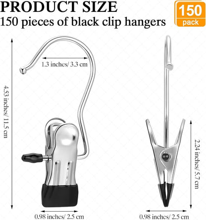 150 Pcs Boot Hangers Clips Laundry Hooks Hanging Stainless Steel Clothes Pins - Image 2