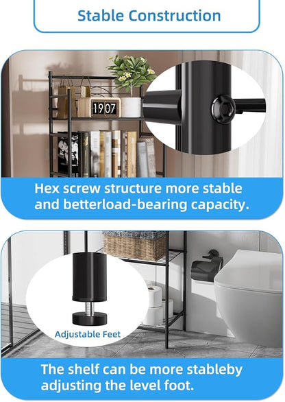 LEEDA 5-Tier Metal Shelving Unit, Sturdy Bathroom Storage Shelf & Free Standing - Image 5