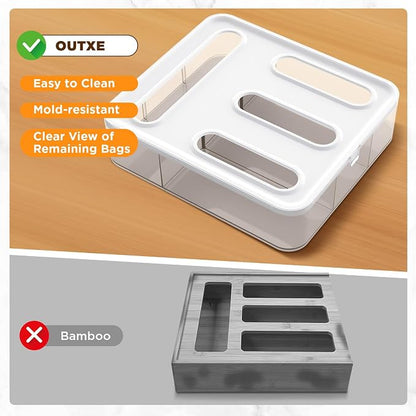 OUTXE Bag Organizer for Drawer + Fridge, Magnetic Kitchen Baggie Storage | - Image 3