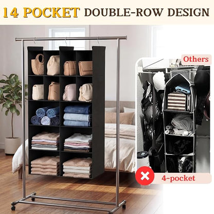 Ofiray-home 5 Tier Hanging Closet Organizer, 14 Compartments Sweater Organizer - Image 3