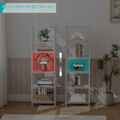 SINGAYE 6 Shelves Storage Shelf Wire Closet Bathroom Organizers Metal Pantry - Image 7