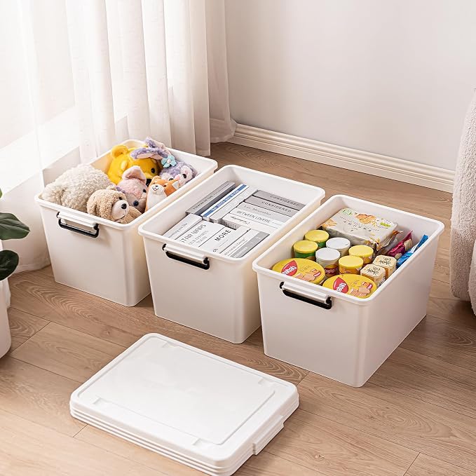 3 Extra Large Storage Bin with 4 Quiet 360° Swivel Casters - 55cm Heavy Duty - Image 2