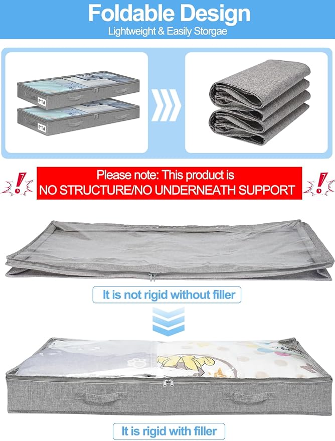 punemi 5 Inches High Low Profile Under Bed Storage Containers，No-Structure - Image 4