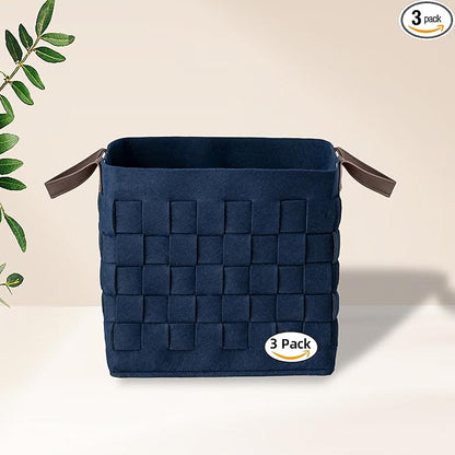 boldmonkey Storage Basket 3 Pack, Cube Felt Fabric Storage Box by boldmonkey