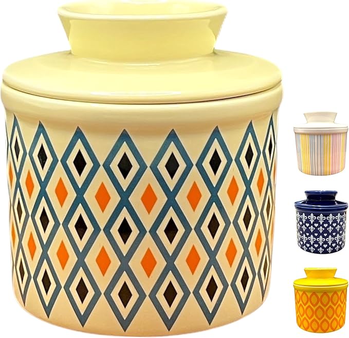 Butter Crock with Lid for Countertop, Butter Keeper Crock with Water, French by RASZEY