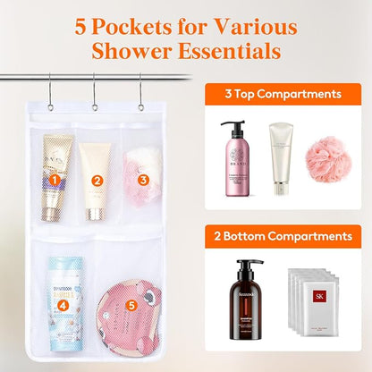 Lifewit Mesh Shower Caddy, 5 Pockets Hanging Shower Organizer - Image 3