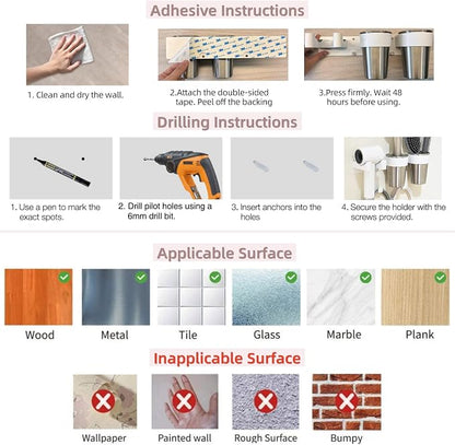 Hot Tools Organizer, Hair Tool Organizer Wall Mount Aluminum Alloy, - Image 9