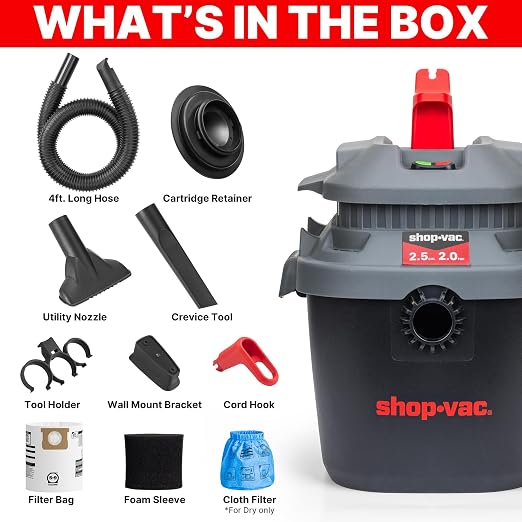Shop-Vac 2.5 Gallon 2.0 Peak HP Wet Dry Vacuum - Image 7