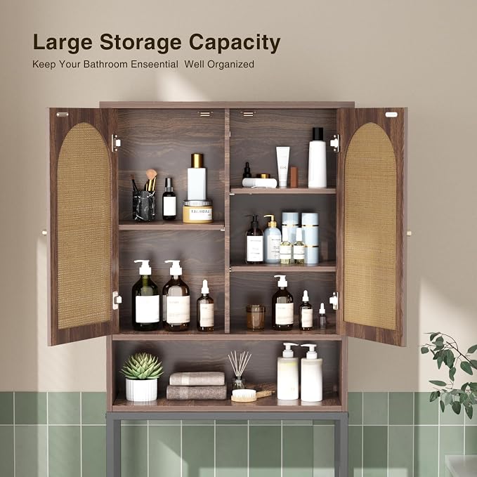 Befrases Rattan Toilet Storage Cabinet, Over the Rack Wood Cabinet - Image 4