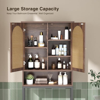Befrases Rattan Toilet Storage Cabinet, Over the Rack Wood Cabinet - Image 4