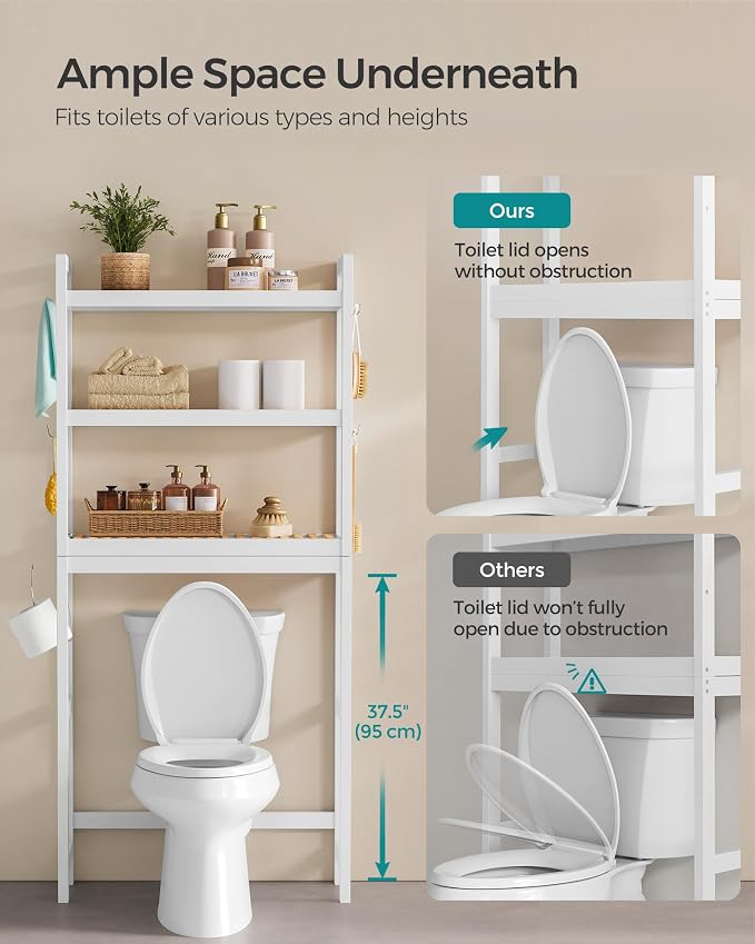 SONGMICS Over The Toilet Storage, 3-Tier Over Toilet Bathroom Organizer - Image 7