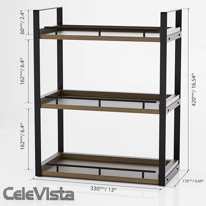 Bathroom Counter Organizer, 3 Tier Wood Countertop Shelf - Image 5