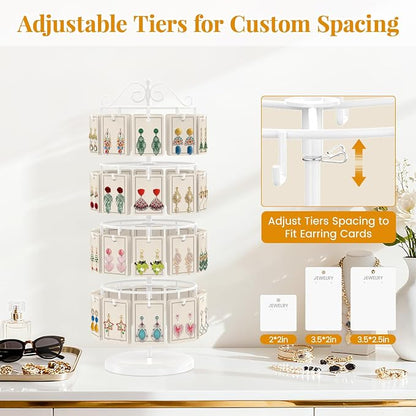 EsLuker.ly Earring Holder Organizer Rotating Display Tree Stand, Adjustable - Image 3