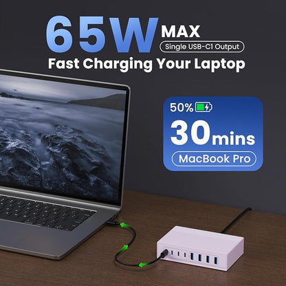 200W USB C Charger Block, 8-in-1 GaN III USB C Charger Fast Charging Station Hub - Image 3
