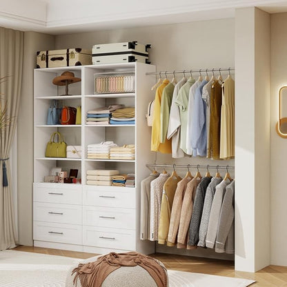 Closet System with Drawers, Wood Closet Organizer System with Adjustable - Image 2