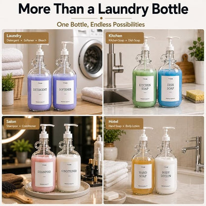 3 Pcs Glass Laundry Detergent Dispenser, Half Gallon Liquid Laundry Soap - Image 6