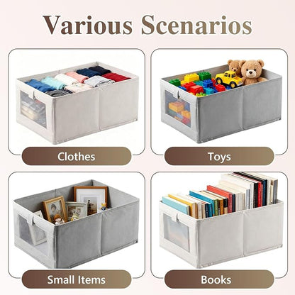 Linen Closet Organizers and Storage, 2 Pack Storage Bins Linen Clothing - Image 5