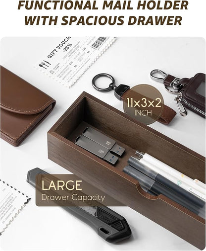 Rebee Vision Farmhouse Wood Mail Organizer Wall Mount - Image 6