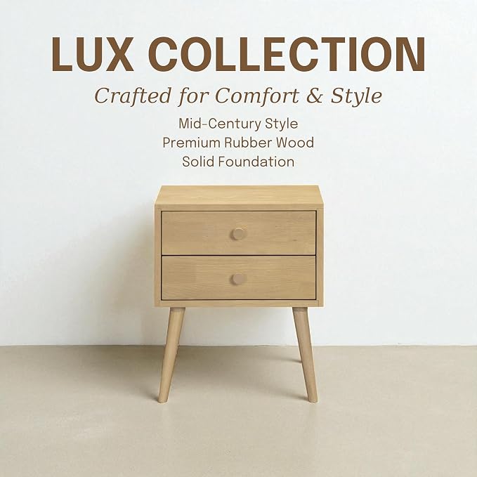 NTC Lux Nightstand with 2 Drawers, Featuring Adaptable Design, 150 lbs Load - Image 3