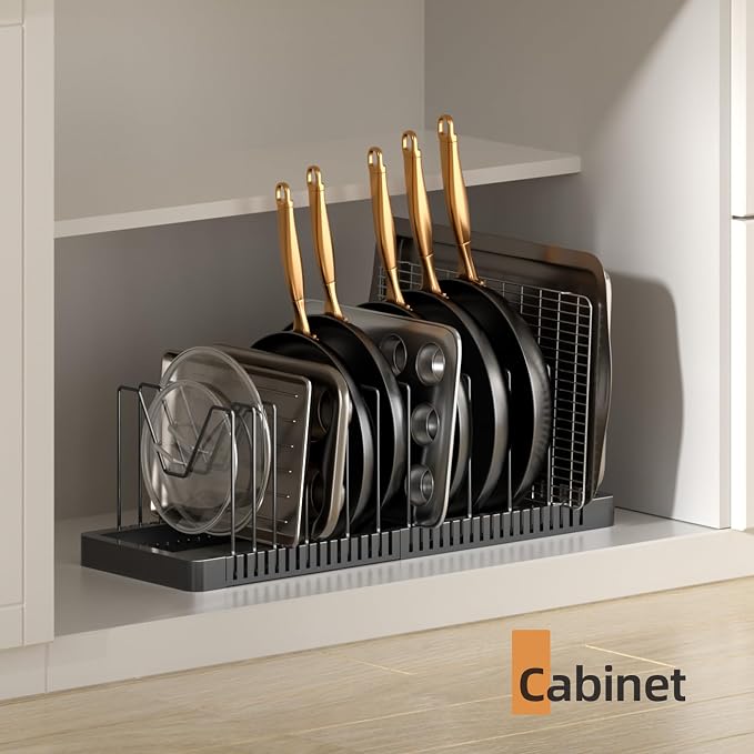 Pots and Pans Organizer under Cabinet, Expandable Pot Lid Organizer Holder - Image 6