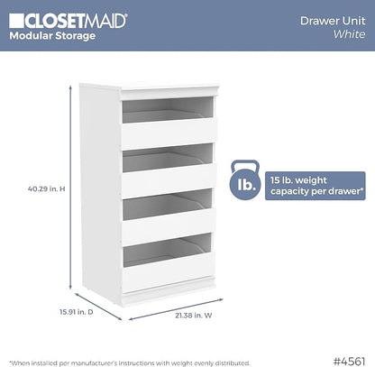 ClosetMaid Modular Storage 21.38-inch W 3-Shelf 4-Drawer Tower Wood Closet - Image 8