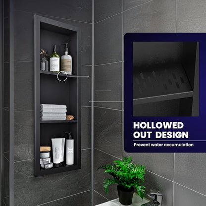 12" x 36" Stainless Steel Shower Niche, 3-Tier Waterproof Shelves, No-Tile - Image 5