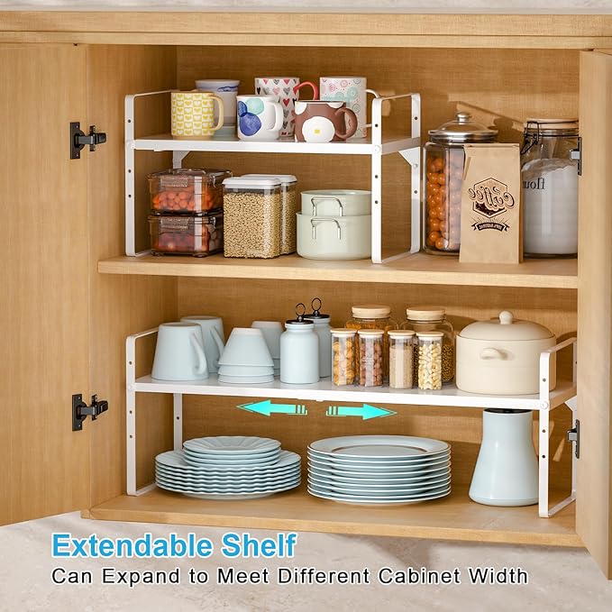 15.5 to 25.5 Inch Kitchen Cabinet Shelf Organizers, Adjustable Kitchen Counter - Image 4