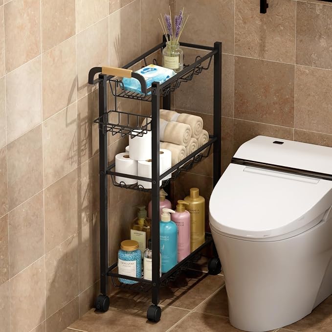 AOODA Laundry Room Cart with Top Detergent Holder, Metal Rolling Storage Cart - Image 8