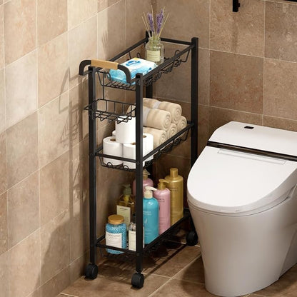 AOODA Laundry Room Cart with Top Detergent Holder, Metal Rolling Storage Cart - Image 8