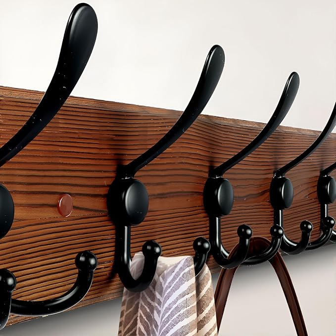 Large Coat Rack Wall Mount 38.6'' Rustic Wood Coat Rack Hook Long Coat Hooks - Image 6