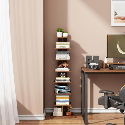 TUTOTAK Book Shelf, Narrow Spine Bookshelf, 8-Tier Bookcase - Image 7