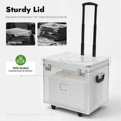 Locking Rolling File Box with Wheels, 19.2" L Portable Aluminum Alloy Storage - Image 9
