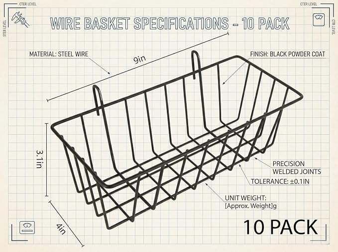 10 PCS Wire Baskets Wall Grid Panel Hanging Wire Basket Hanging Wall Baskets No - Image 2
