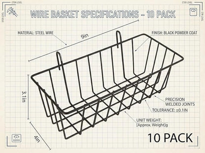 10 PCS Wire Baskets Wall Grid Panel Hanging Wire Basket Hanging Wall Baskets No - Image 2