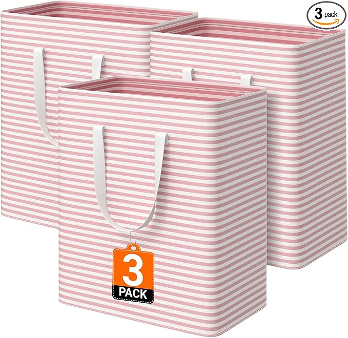 3 Pack Large Laundry Basket, Waterproof & Freestanding Laundry Hamper, by Unknown