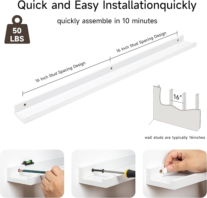 Fun Memories Picture Ledge Shelf, 36 Inch Floating Shelves Set of 2, Nursery - Image 5