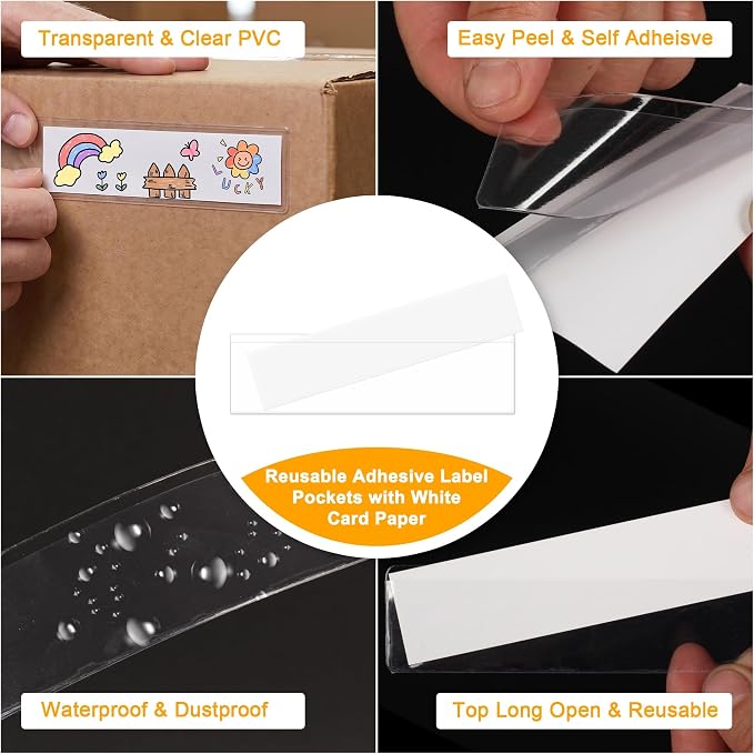 40 PCS Index Card Pockets, Self Adhesive Card Pockets - Image 3