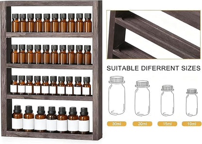 ETELI Essential Oil Storage Rack 4 Tier Wall Mounted Wooden Display Shelf - Image 3