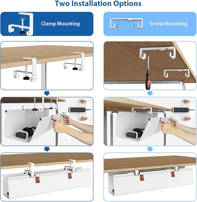 Zilink Under Desk Cable Management 30" No Drill Desk Cable Management Tray - Image 2