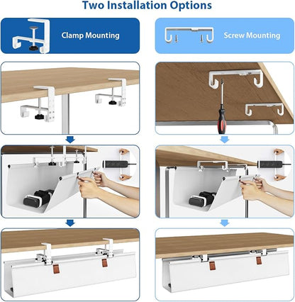 Zilink Under Desk Cable Management 30" No Drill Desk Cable Management Tray - Image 2